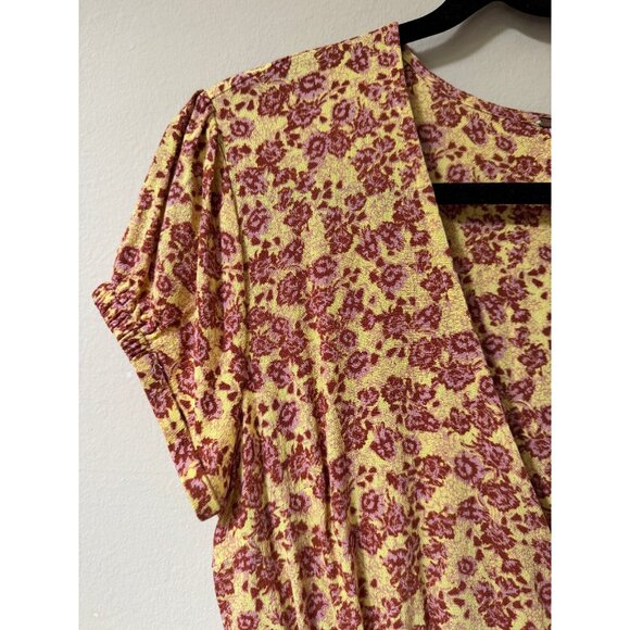 Free People Women's Floral Ditsy Boho Peplum Blouse Size M Tie Waist Festival - Picture 5 of 16